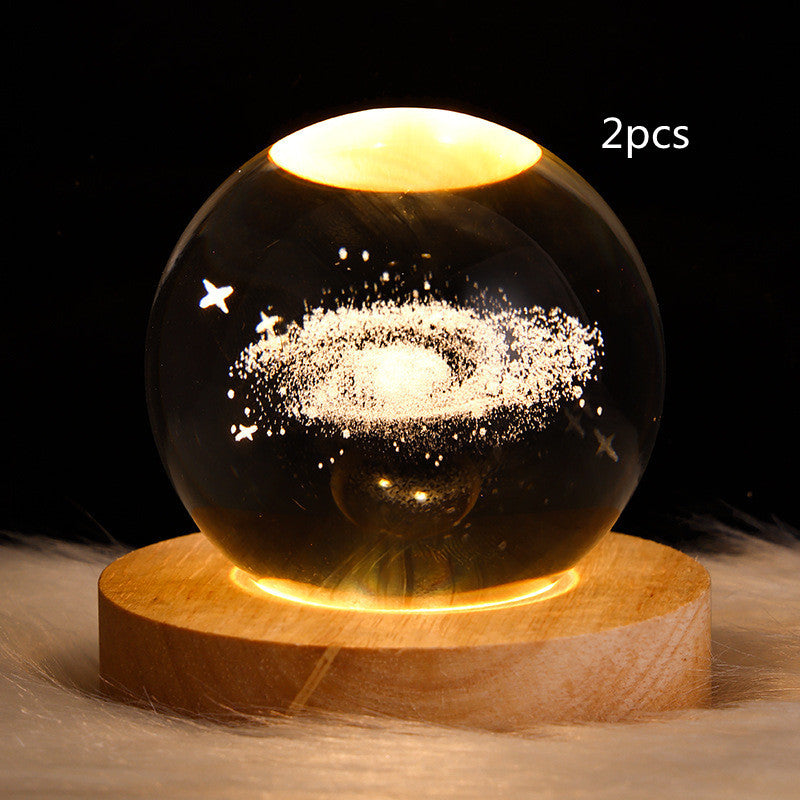 Luminous Starry Sky And Planets Moon Moon Crystal Ball Small Night Lamp Projection Ambience Light Creative Gift New Strange Gift