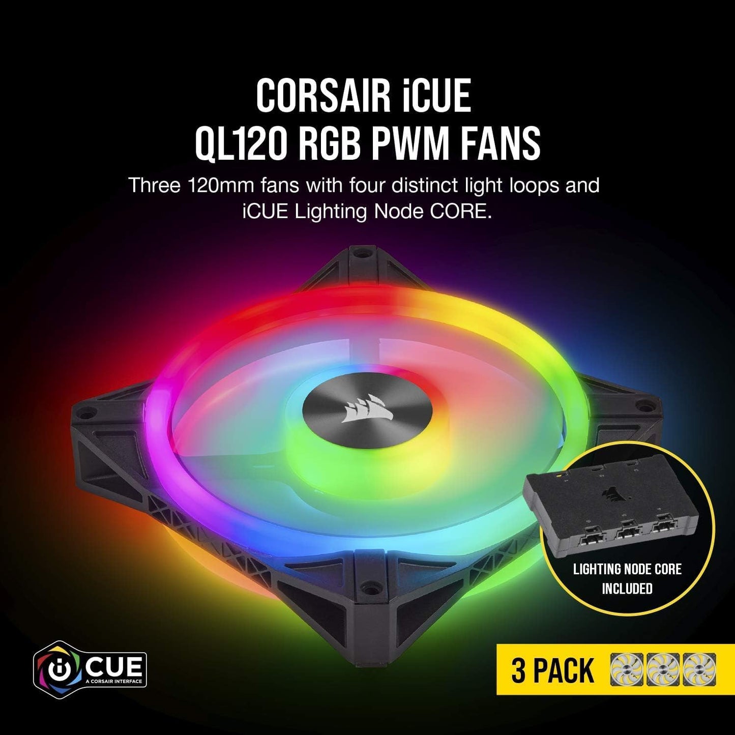 "Ultimate RGB Fan Triple Pack with Lighting Node Core - Elevate Your Desktop Experience!"