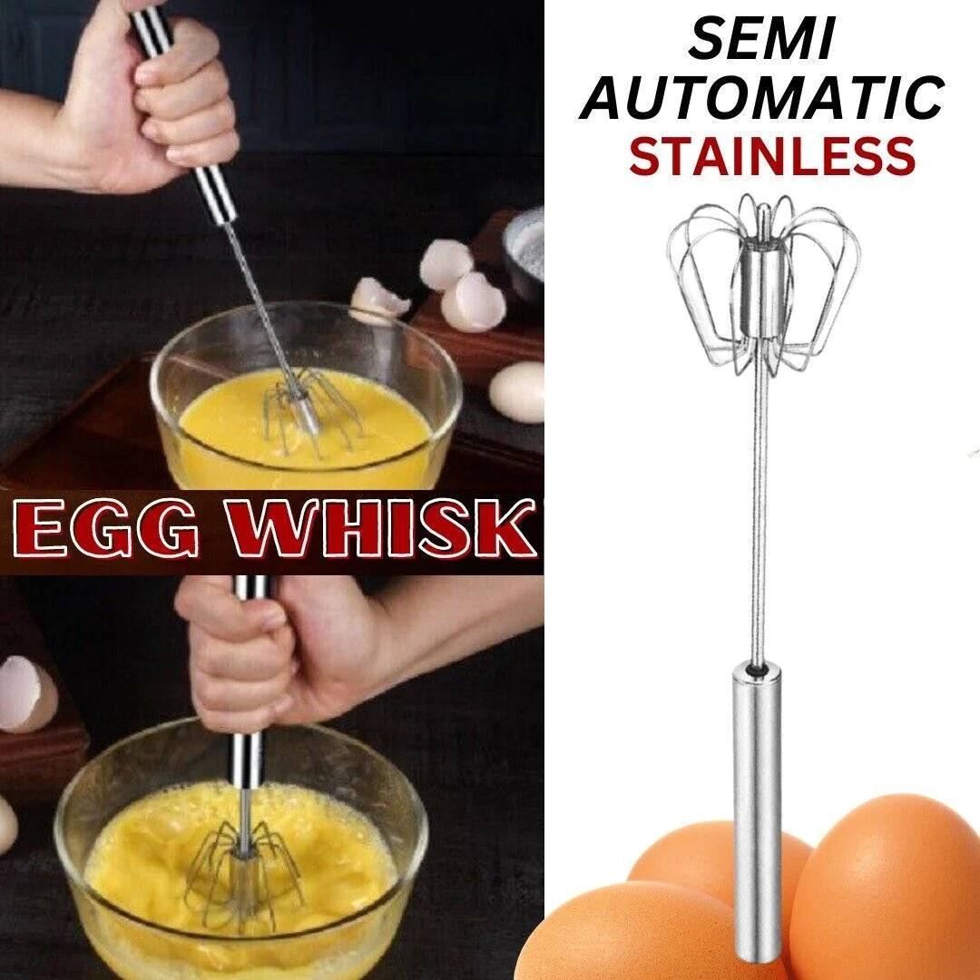 "Effortlessly Whisk and Blend with Our 14" Semi-Automatic Stainless Steel Hand Push Egg Beater!"