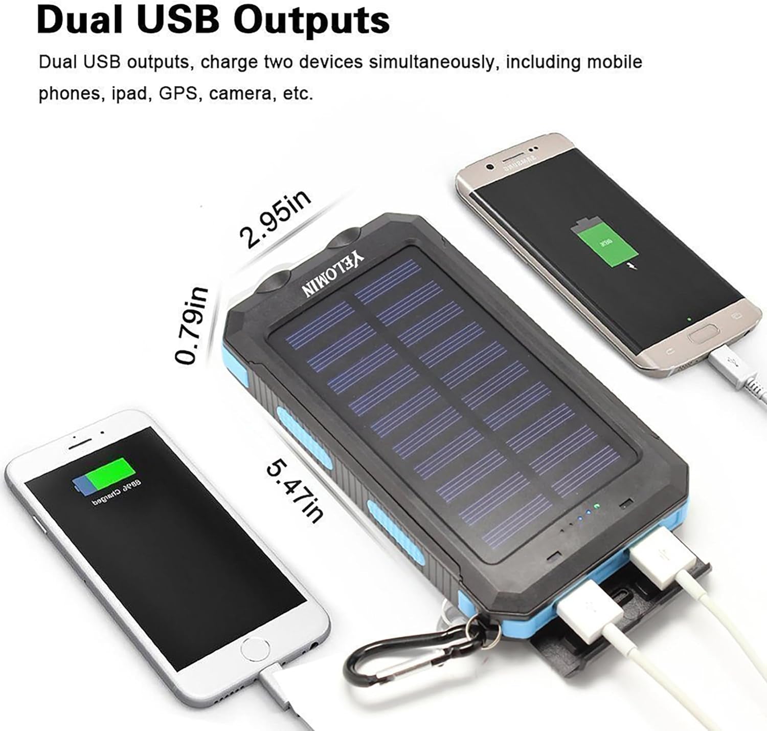 "Ultimate Outdoor Power Solution: 20,000Mah Solar Power Bank - Waterproof, Portable Charger with Dual USB Outputs, LED Flashlights, Compass - Perfect for Adventurers and Travelers!"