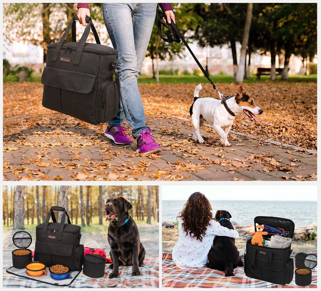 "Adventure-Ready Dog Travel Kit: Stay Organized with Bowls, Containers, and More!"