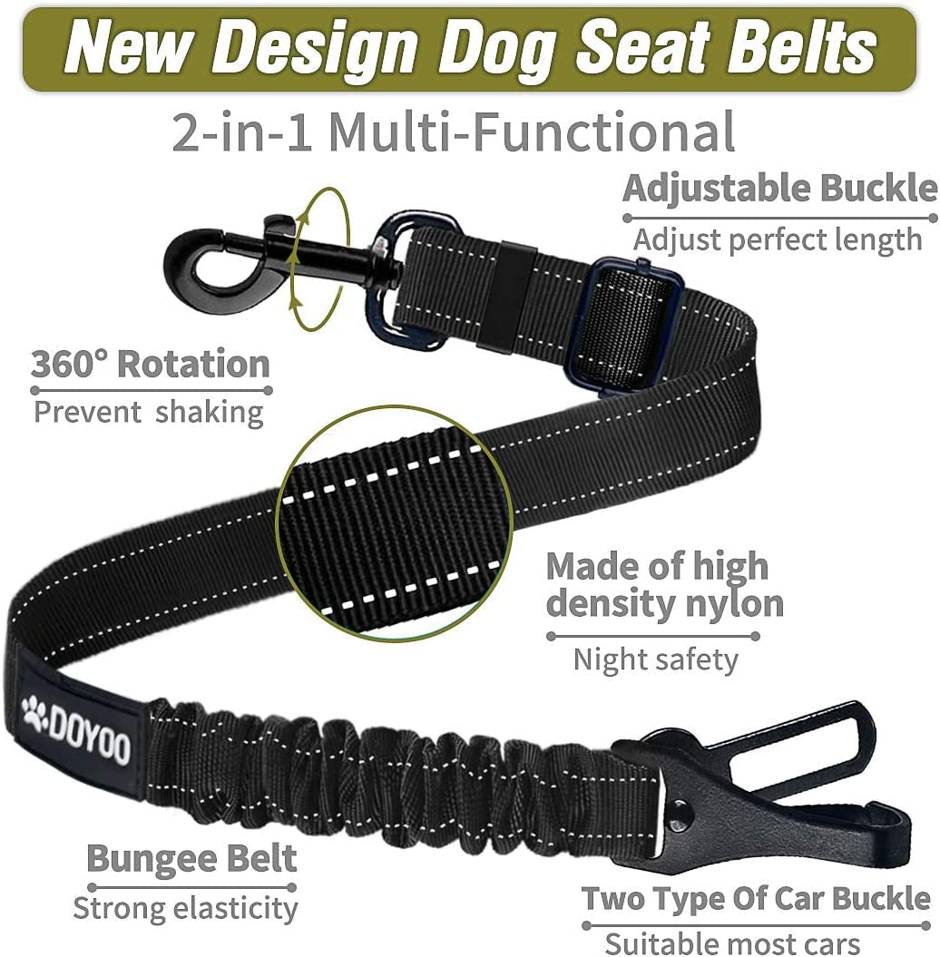 "Keep Your Furry Friend Safe with Our 2-In-1 Dog Car Seat Belt Set - Adjustable, Heavy Duty, and Reflective for Ultimate Protection!"