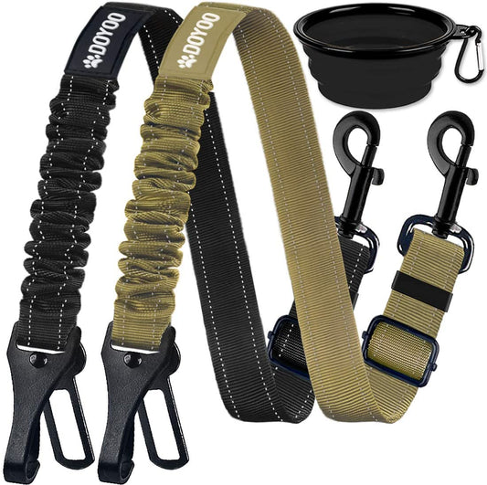 "Keep Your Furry Friend Safe with Our 2-In-1 Dog Car Seat Belt Set - Adjustable, Heavy Duty, and Reflective for Ultimate Protection!"