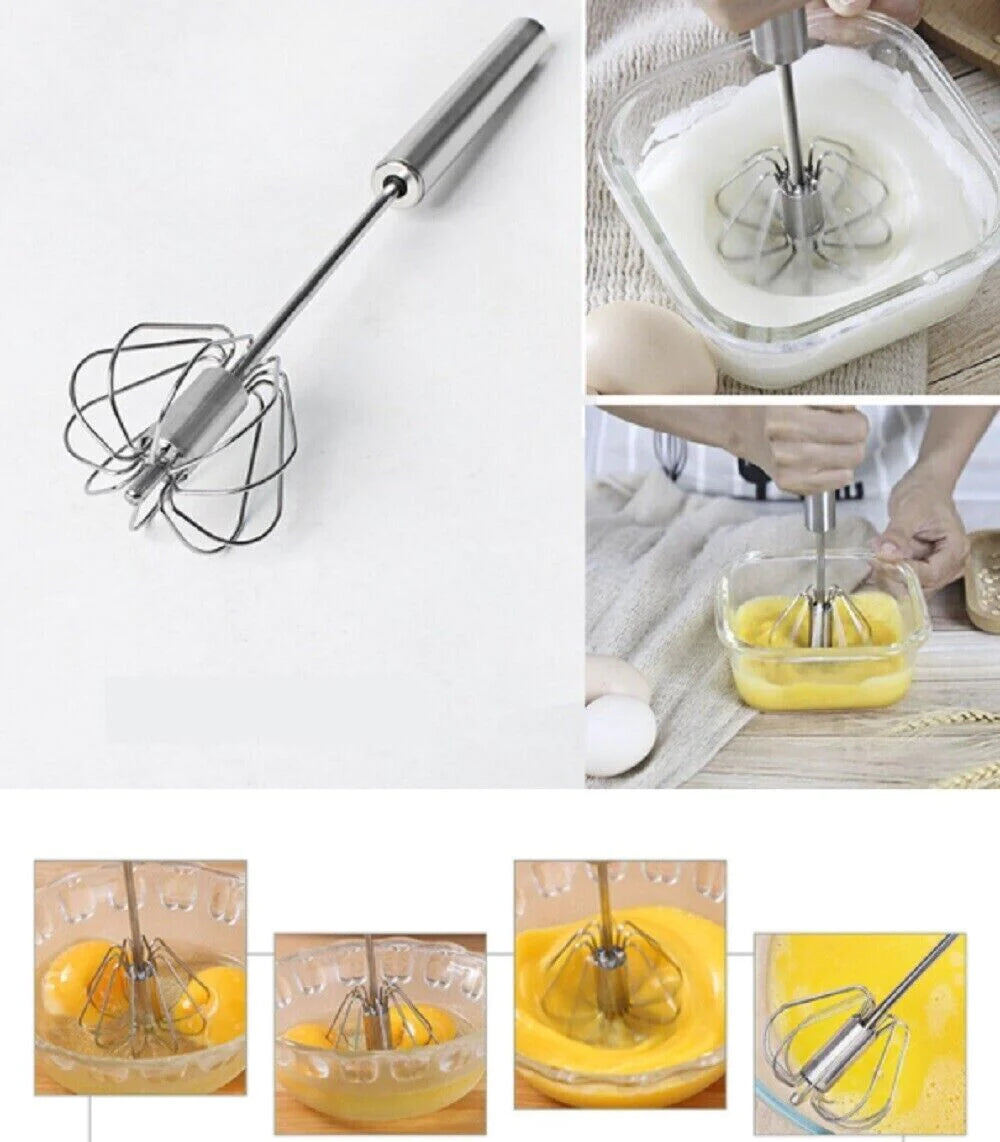 "Effortlessly Whisk and Blend with Our 14" Semi-Automatic Stainless Steel Hand Push Egg Beater!"