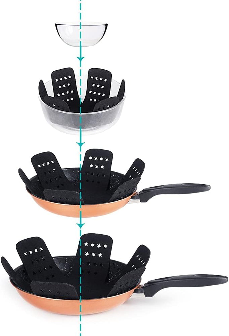 "Starry Black Pan Protectors: Keep Your Cookware Safe and Organized with a Set of 12 Dividers in 3 Sizes"