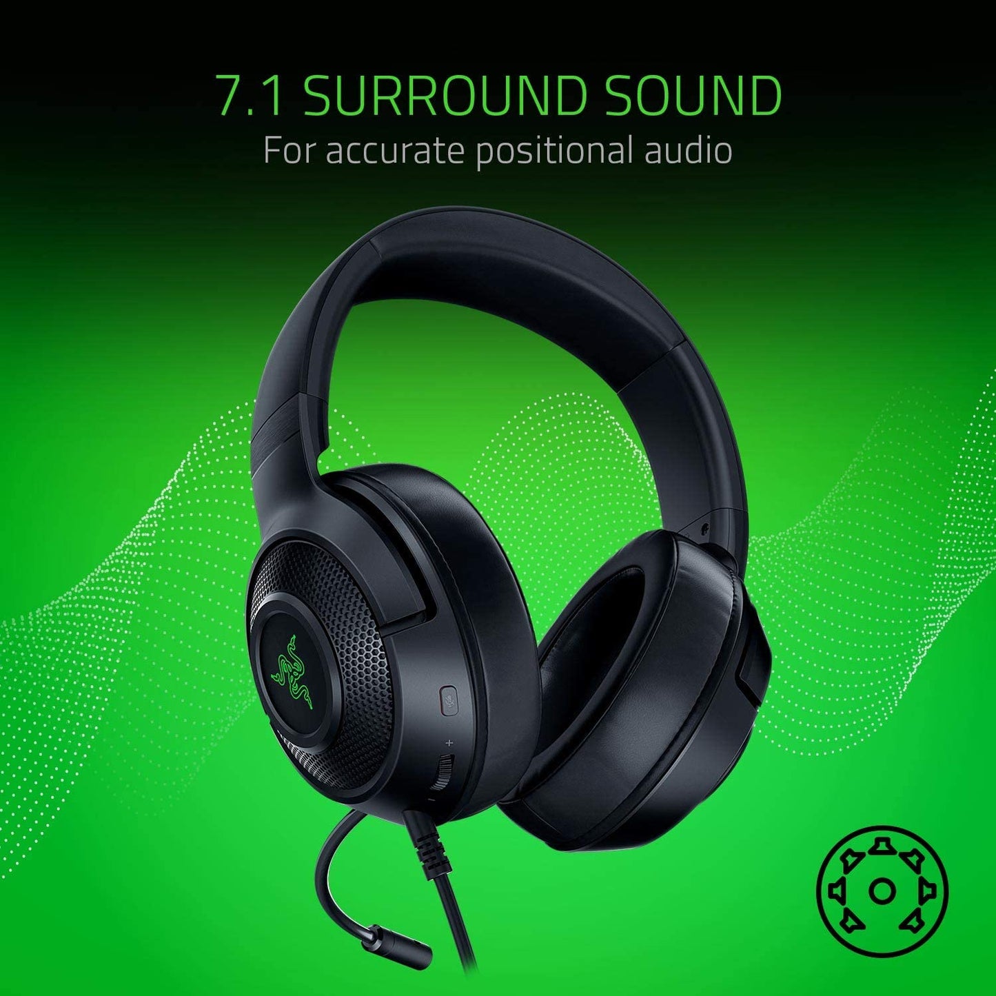 "Immerse Yourself in Gaming Glory with the Kraken X USB Ultralight Gaming Headset: Unleash 7.1 Surround Sound, Experience Lightweight Comfort, and Dazzle with Green Logo Lighting - Perfect for PC Gaming Enthusiasts!"