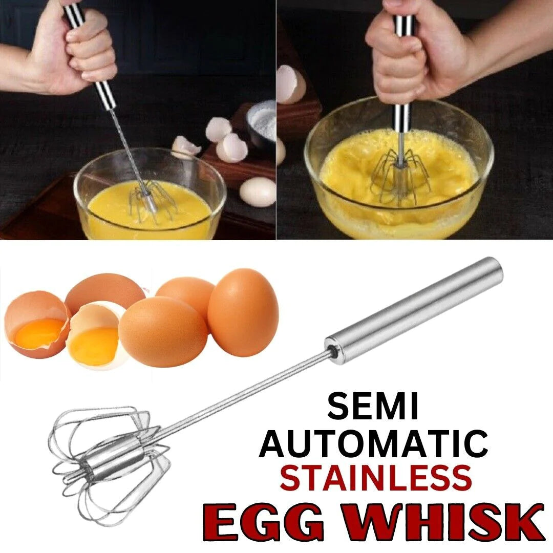 "Effortlessly Whisk and Blend with Our 14" Semi-Automatic Stainless Steel Hand Push Egg Beater!"