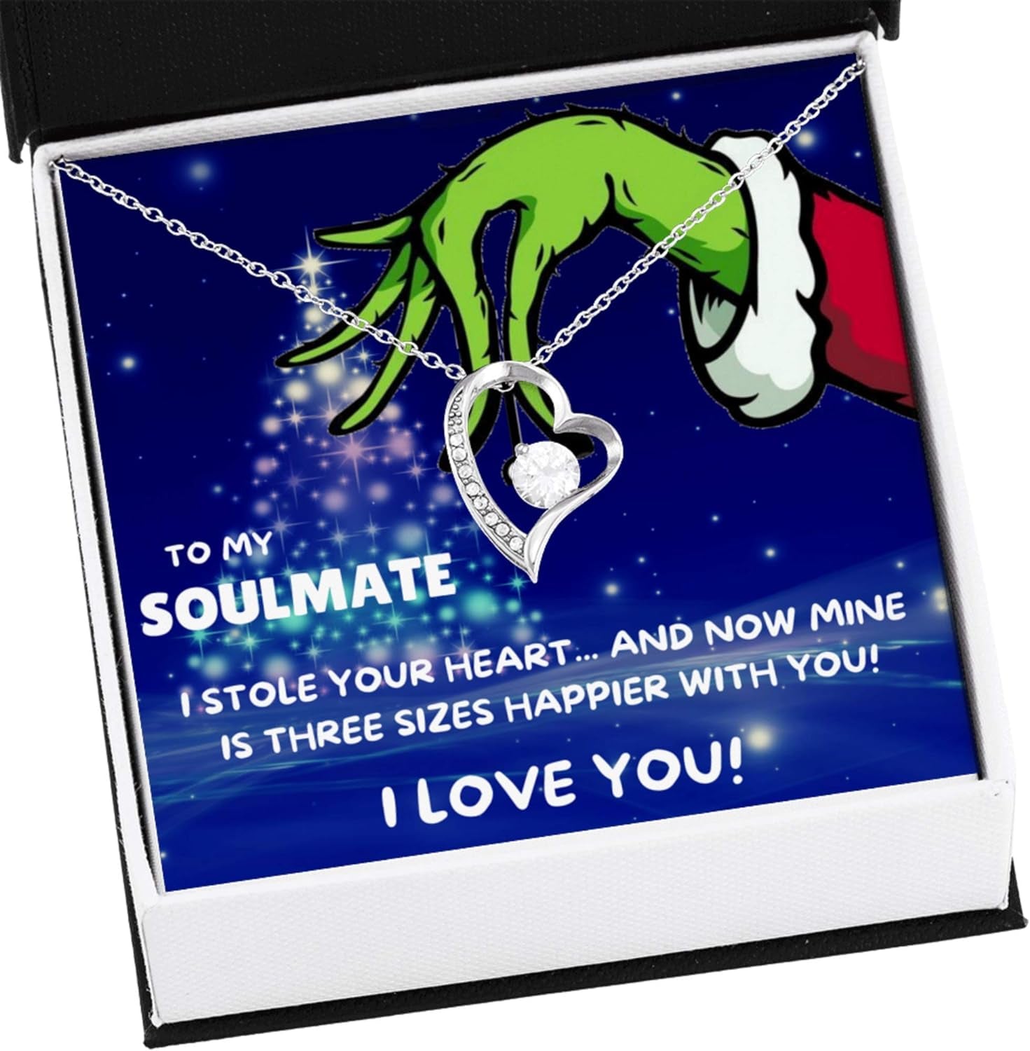 "Magical Christmas Love Necklace: Express Your Sentiments with Message Card & Enchanting LED Gift Box - Ideal for Your Soulmate, Girlfriend, Wife, Daughter, and Cherished Family"