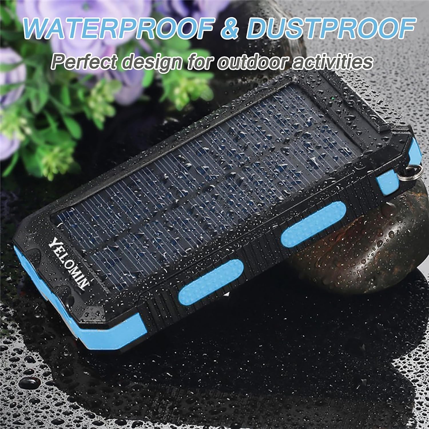 "Ultimate Outdoor Power Solution: 20,000Mah Solar Power Bank - Waterproof, Portable Charger with Dual USB Outputs, LED Flashlights, Compass - Perfect for Adventurers and Travelers!"