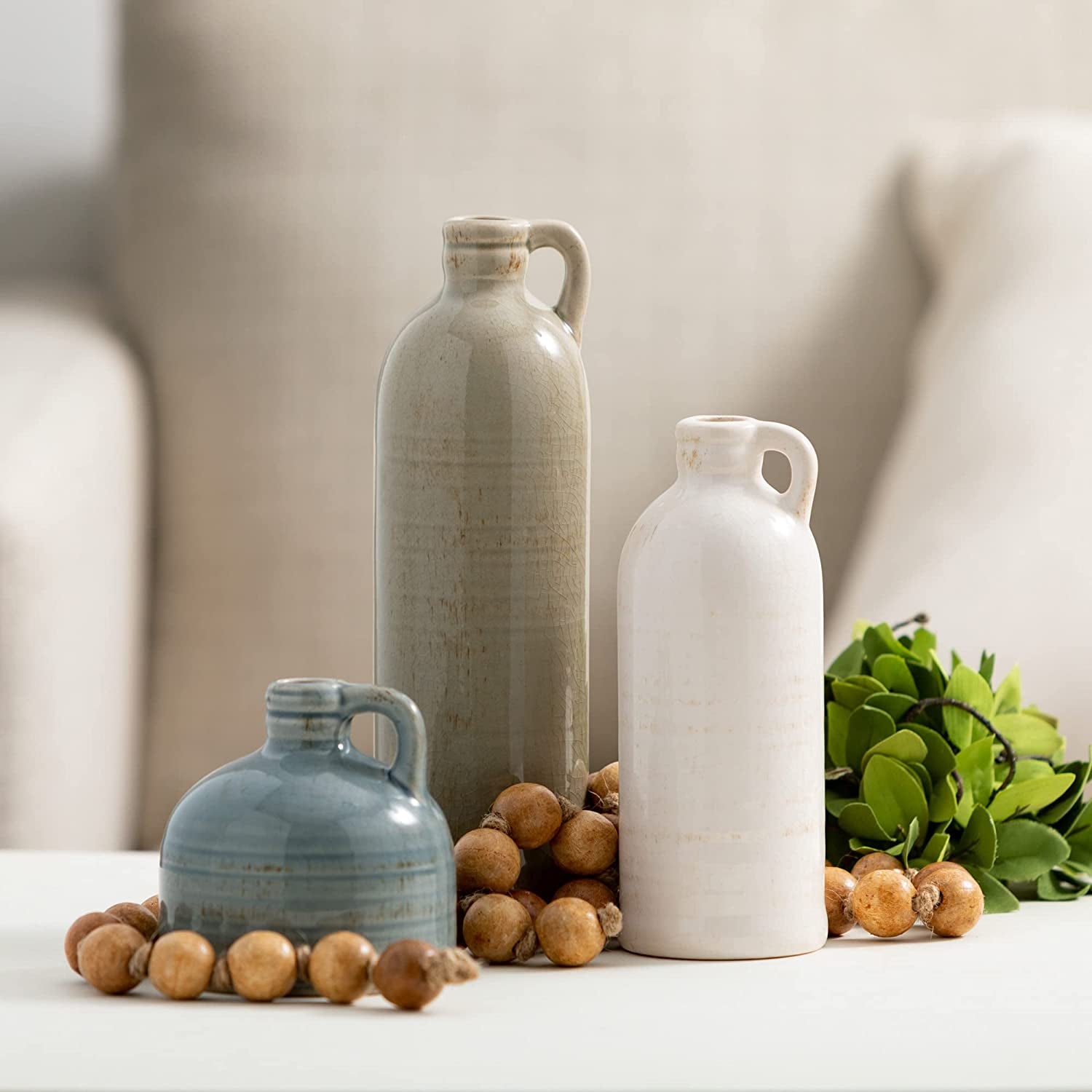 "Charming Farmhouse Ceramic Jug Vase Set - Perfectly Versatile Decor for Any Space (CM2431)"