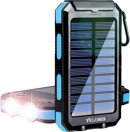 "Ultimate Outdoor Power Solution: 20,000Mah Solar Power Bank - Waterproof, Portable Charger with Dual USB Outputs, LED Flashlights, Compass - Perfect for Adventurers and Travelers!"
