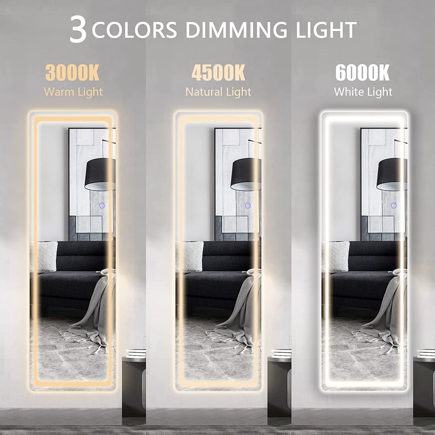 "Illuminate Your Space with Our Stylish LED Full-Length Mirror - 63"X20" - Adjustable Brightness, Freestanding or Wall-Mounted for Ultimate Versatility!"