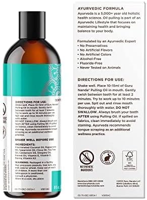 GuruNanda Coconut Oil Pulling with 7 Essential Oils and Vitamin D3, E, K2 (Mickey D), Helps with Fresh Breath, Teeth & Gum Health & More (8 fl oz)