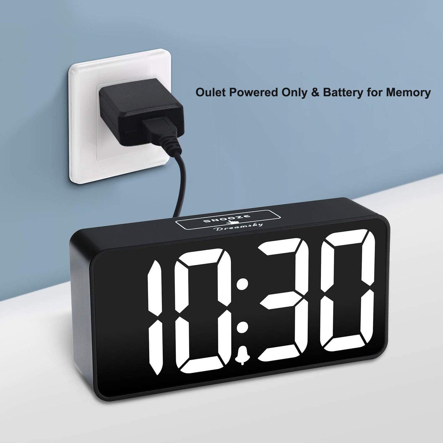 "Modern USB Digital Alarm Clock: Sleek Design, Easy-To-Read Display, Customizable Brightness & Volume, Perfect for Bedroom Nightstand"