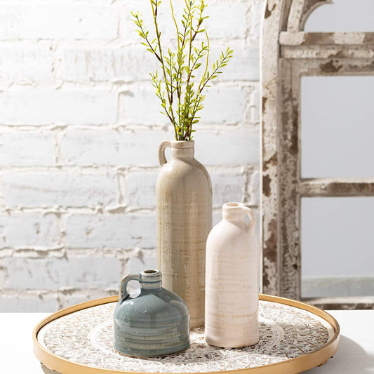 "Charming Farmhouse Ceramic Jug Vase Set - Perfectly Versatile Decor for Any Space (CM2431)"