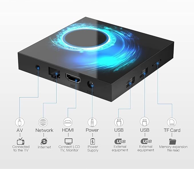 Android 10.0 TV Box, Android Box 4GB RAM 64GB ROM H616 Quad-Core 64-bit 2.4G/5G Dual WiFi 10/100M Ethernet, Support H.265/3D/6K Ultra HD/BT 5.0/HDMI 2.0 Smart TV Box