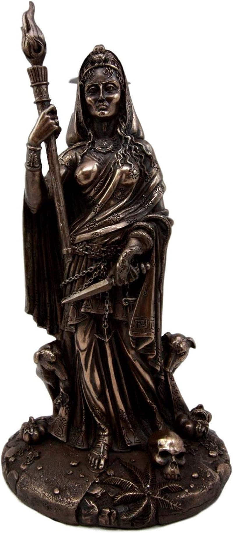 "Enchanting Wiccan Hecate Statue: Embrace the Ancient Power of the Greek Goddess of Magic & Witchcraft - Exquisite Triple Goddess Form in Stunning Bronze Patina"