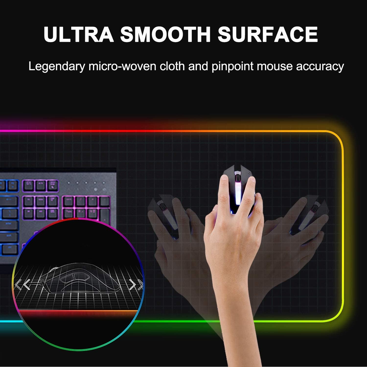 "Ultimate RGB Gaming Mouse Pad: 14 Modes, Waterproof & Anti-Slip - Extra Large Size 31.5 X 11.8In"