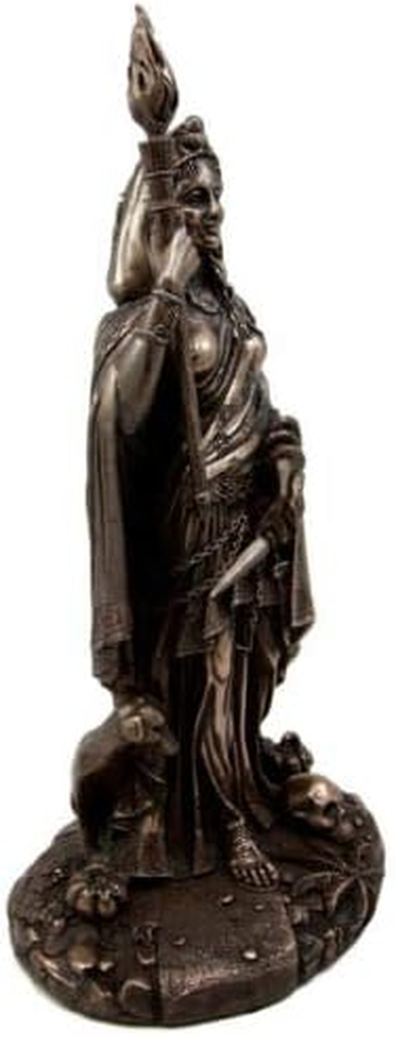 "Enchanting Wiccan Hecate Statue: Embrace the Ancient Power of the Greek Goddess of Magic & Witchcraft - Exquisite Triple Goddess Form in Stunning Bronze Patina"