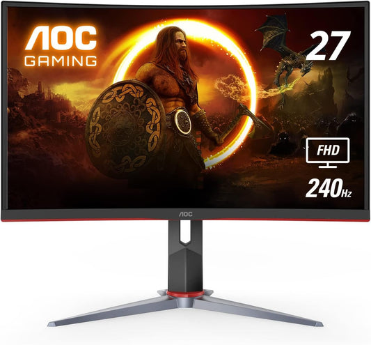 "Immerse Yourself in Gaming with Our 27" Curved Monitor: Ultra-Smooth 240Hz, Freesync, Zero Dead Pixel - Sleek Black Design"