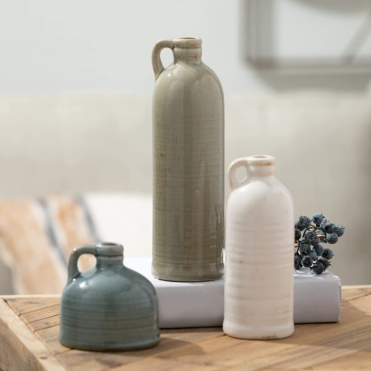 "Charming Farmhouse Ceramic Jug Vase Set - Perfectly Versatile Decor for Any Space (CM2431)"