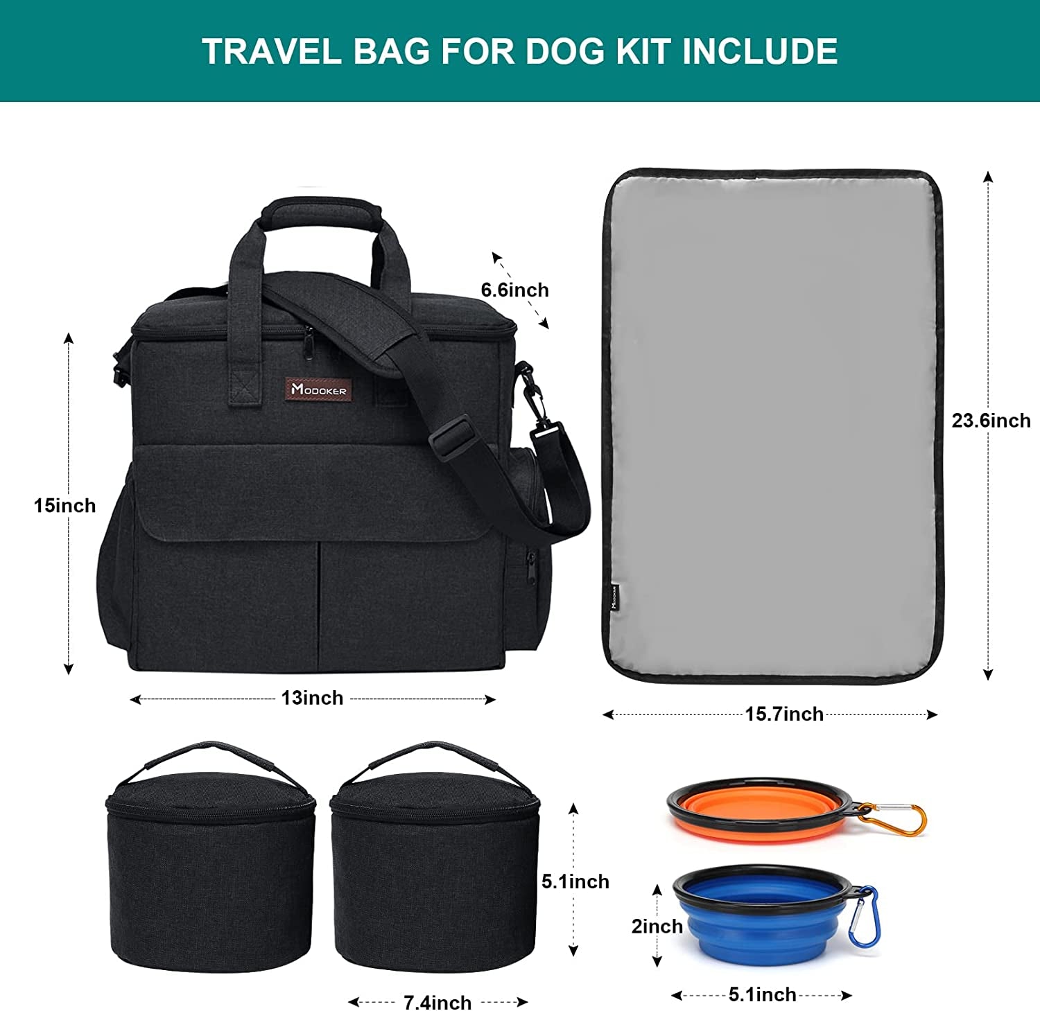 "Adventure-Ready Dog Travel Kit: Stay Organized with Bowls, Containers, and More!"