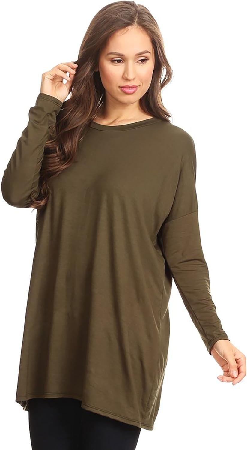 "Stylish and Comfortable Women'S Long Sleeve Tunic Top with Pockets - Made in USA!"