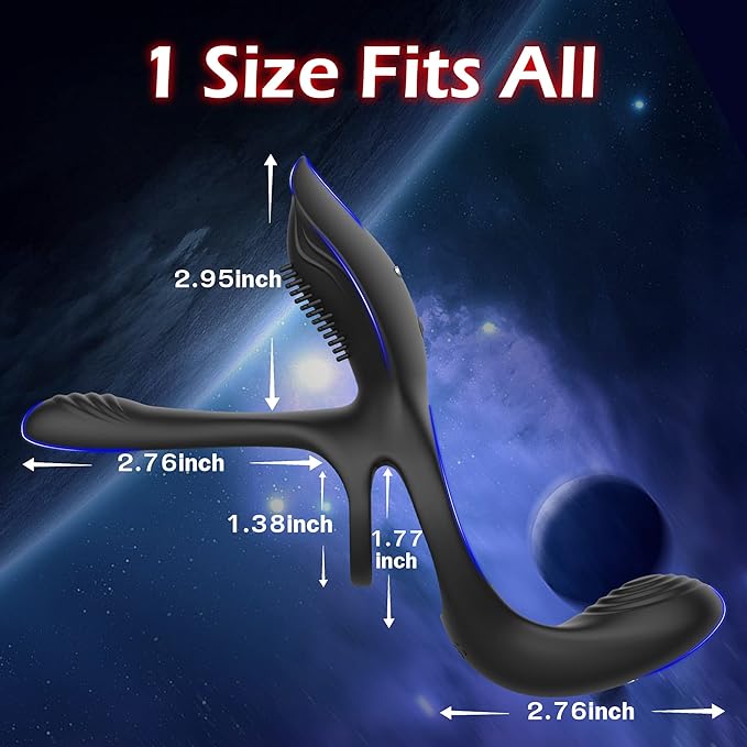 Vibrator for Couple, 3 in 1 Vibrating Cock Ring with 10 Modes, Men's Penis Vibrators, Perineum , G spot, Clitorals Stimulator for Women, Sex Novelties, Adult Sex Toys & Games Black