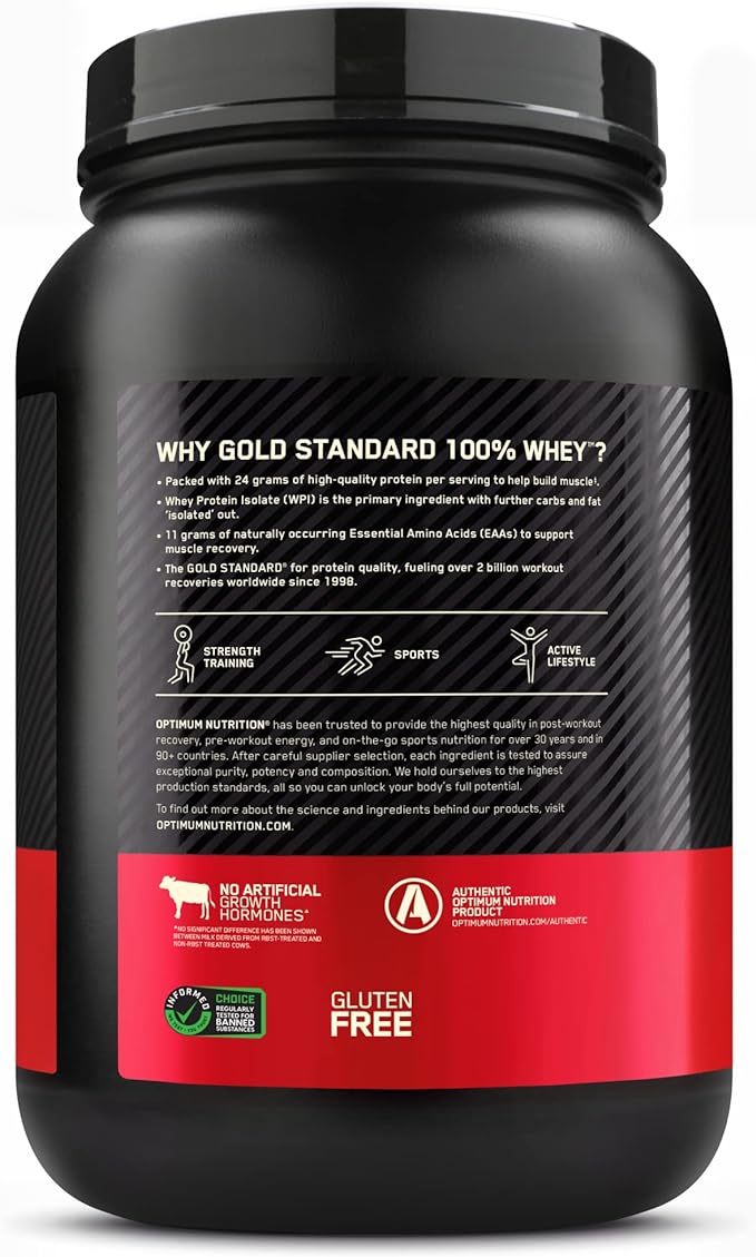 Optimum Nutrition Gold Standard 100% Whey Protein Powder, Vanilla Ice Cream, 2 Pound (Pack of 1)