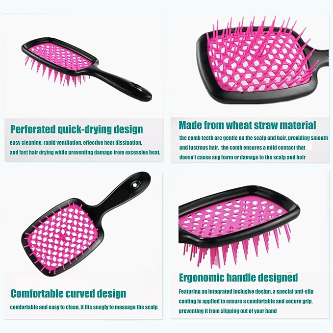 2024 New Detangling Hair Brush, Lixera Detangling Hair Brush,Detangling Brush for Curly Hair, Wet and Dry Detangle Brush, ānti-stātic Detangling Hair Comb, Easily Remōves Tangles (2Pc/f)