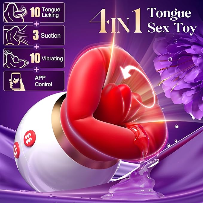 Vibrator Adult Sex Toys for Women - 3IN1 Mouth-Shaped Sucking Vibrator, 10 Tongue Licking 3 Sucking Nipples Anal Clit Sucker, G Spot Vibrators Clitoral Stimulator Couples Sex Toys