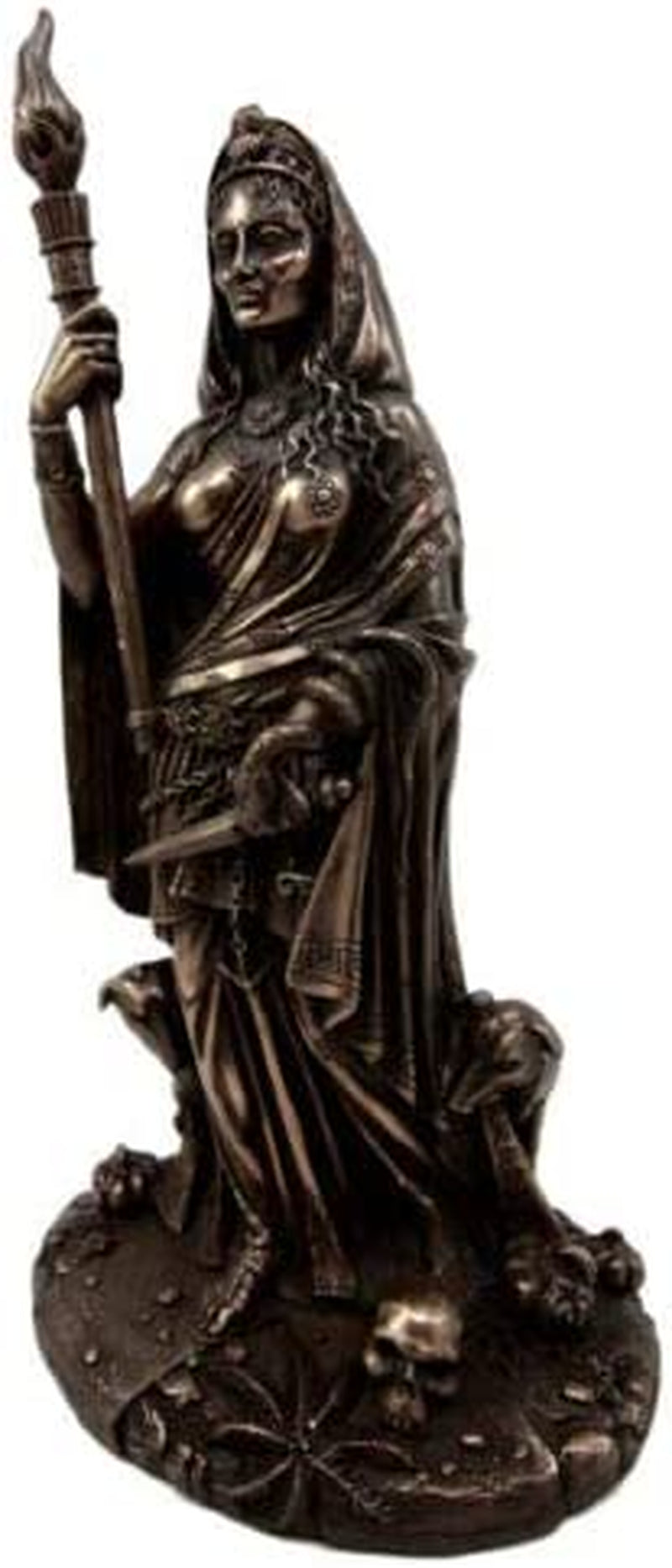 "Enchanting Wiccan Hecate Statue: Embrace the Ancient Power of the Greek Goddess of Magic & Witchcraft - Exquisite Triple Goddess Form in Stunning Bronze Patina"