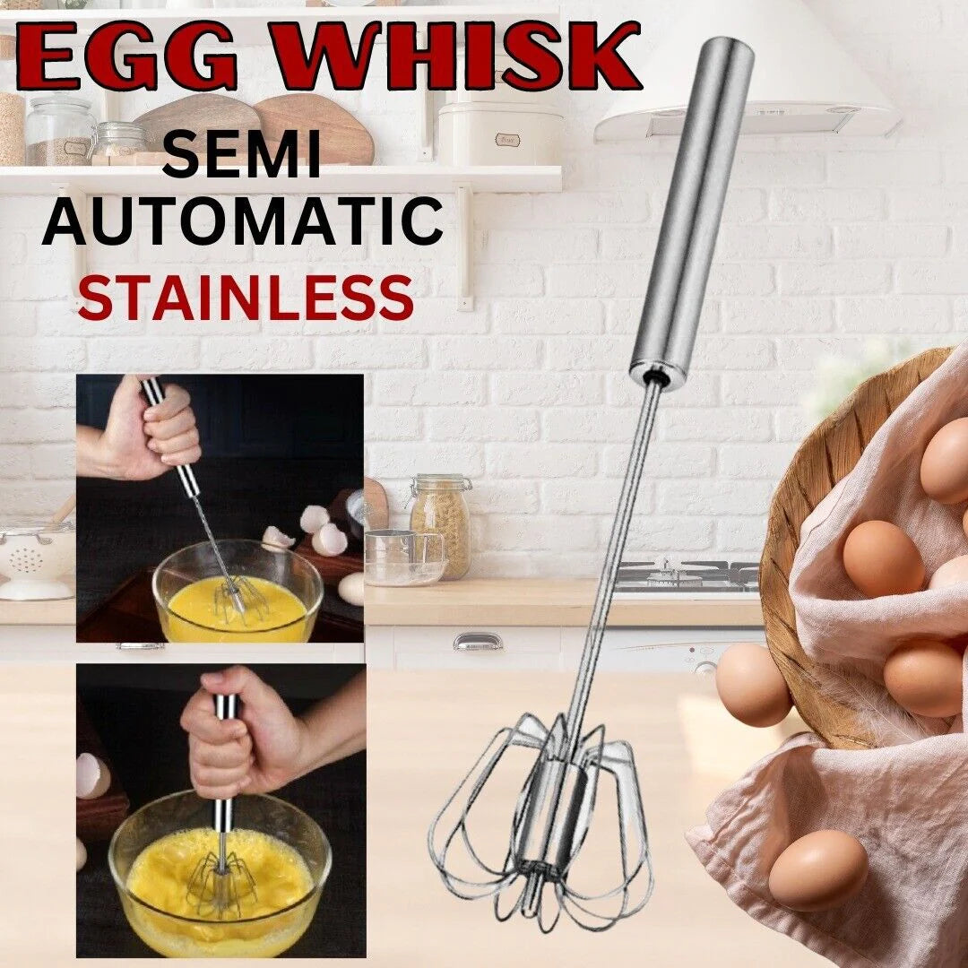 "Effortlessly Whisk and Blend with Our 14" Semi-Automatic Stainless Steel Hand Push Egg Beater!"