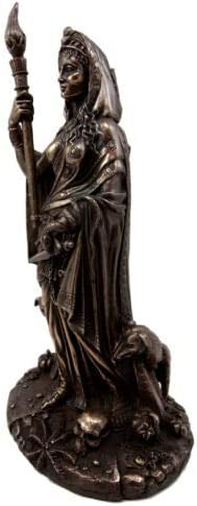 "Enchanting Wiccan Hecate Statue: Embrace the Ancient Power of the Greek Goddess of Magic & Witchcraft - Exquisite Triple Goddess Form in Stunning Bronze Patina"