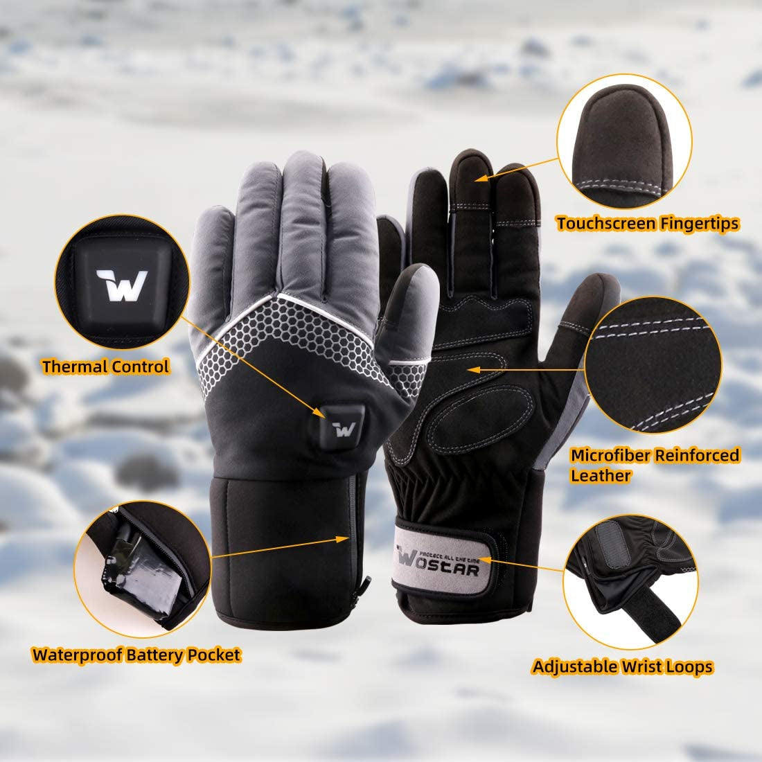 "Ultimate Warmth and Comfort: Electric Heated Gloves with Adjustable Heat Levels, Touchscreen Functionality, and Waterproof Design - Perfect for Men and Women in Skiing and Snowboarding"