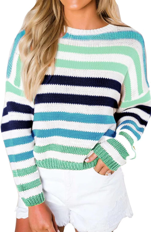"Cozy and Stylish Women'S Color Block Knit Sweater - Perfect for Casual Chic Looks"