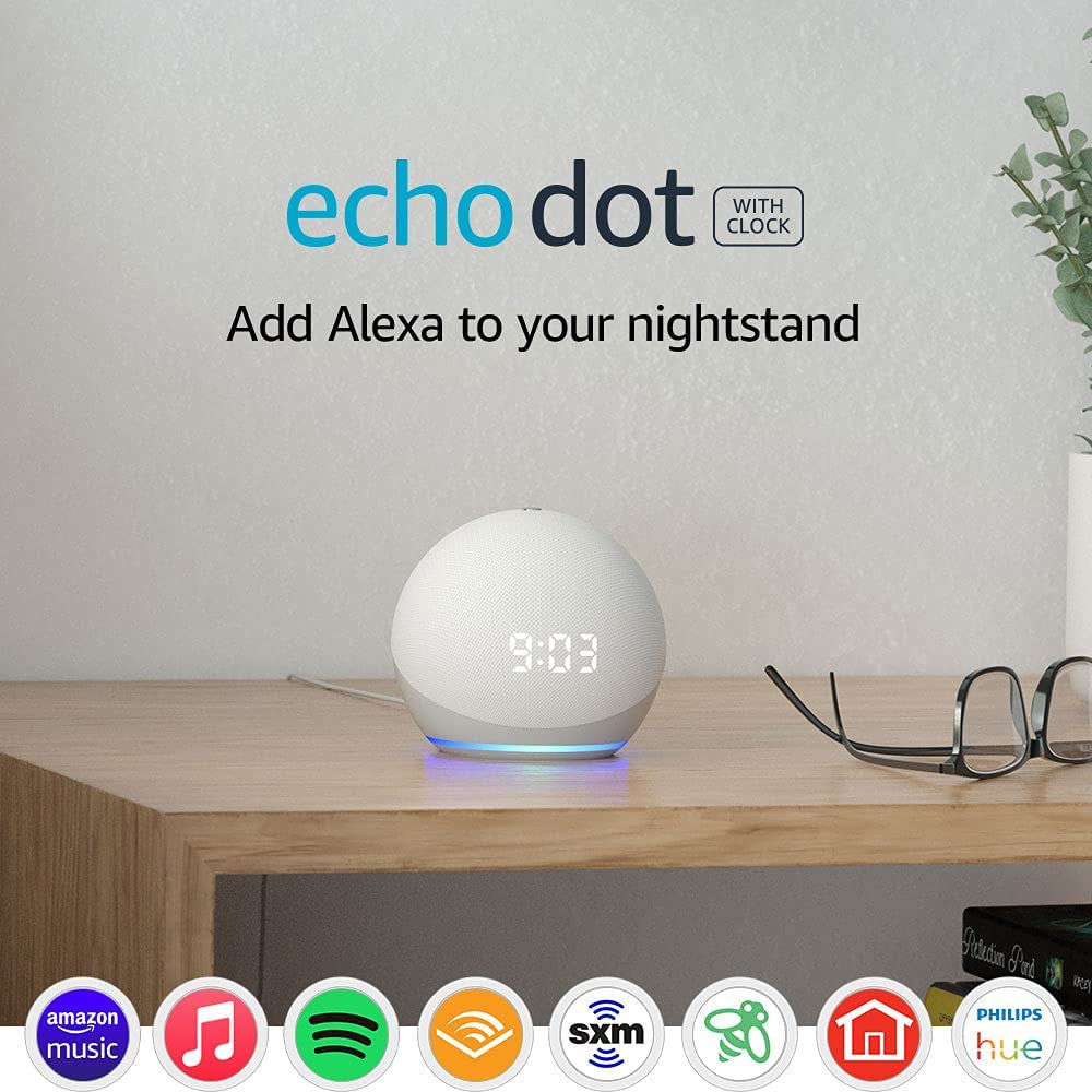 "Upgrade Your Smart Home with the Echo Dot (4Th Gen) - Smart Speaker with Clock and Alexa in Sleek Glacier White"