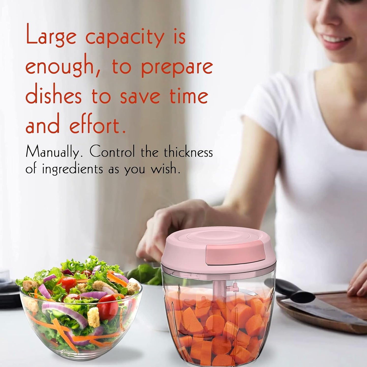 "Effortless Food Chopping: Pull Chop Chopper and Manual Food Processor - Perfect for Garlic, Onions, and More!"