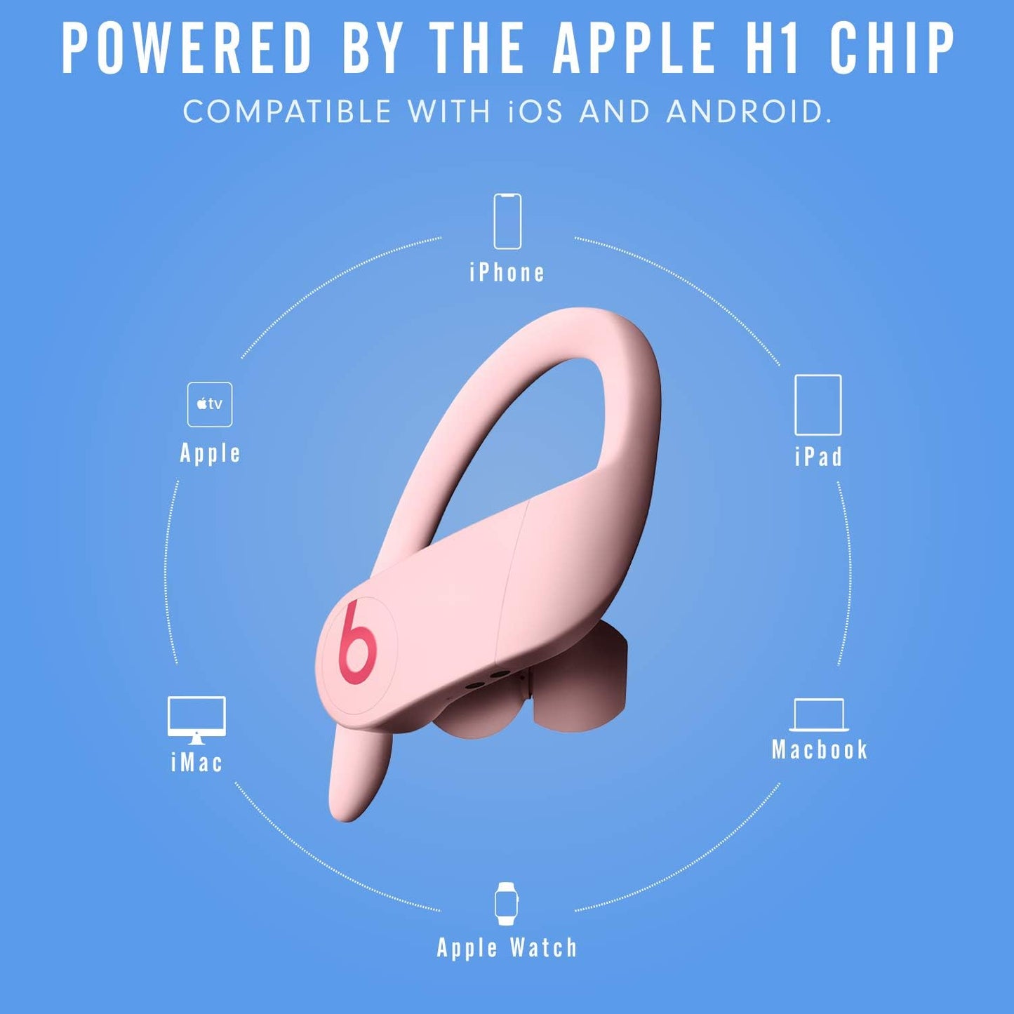 "Ultimate Power Pro Wireless Earbuds: Enhanced with Apple H1 Chip, 9-Hour Nonstop Listening, Sweat-Resistant - Irresistible Cloud Pink"