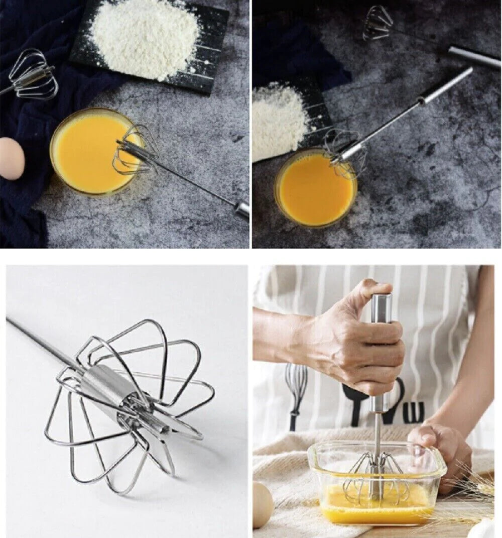 "Effortlessly Whisk and Blend with Our 14" Semi-Automatic Stainless Steel Hand Push Egg Beater!"