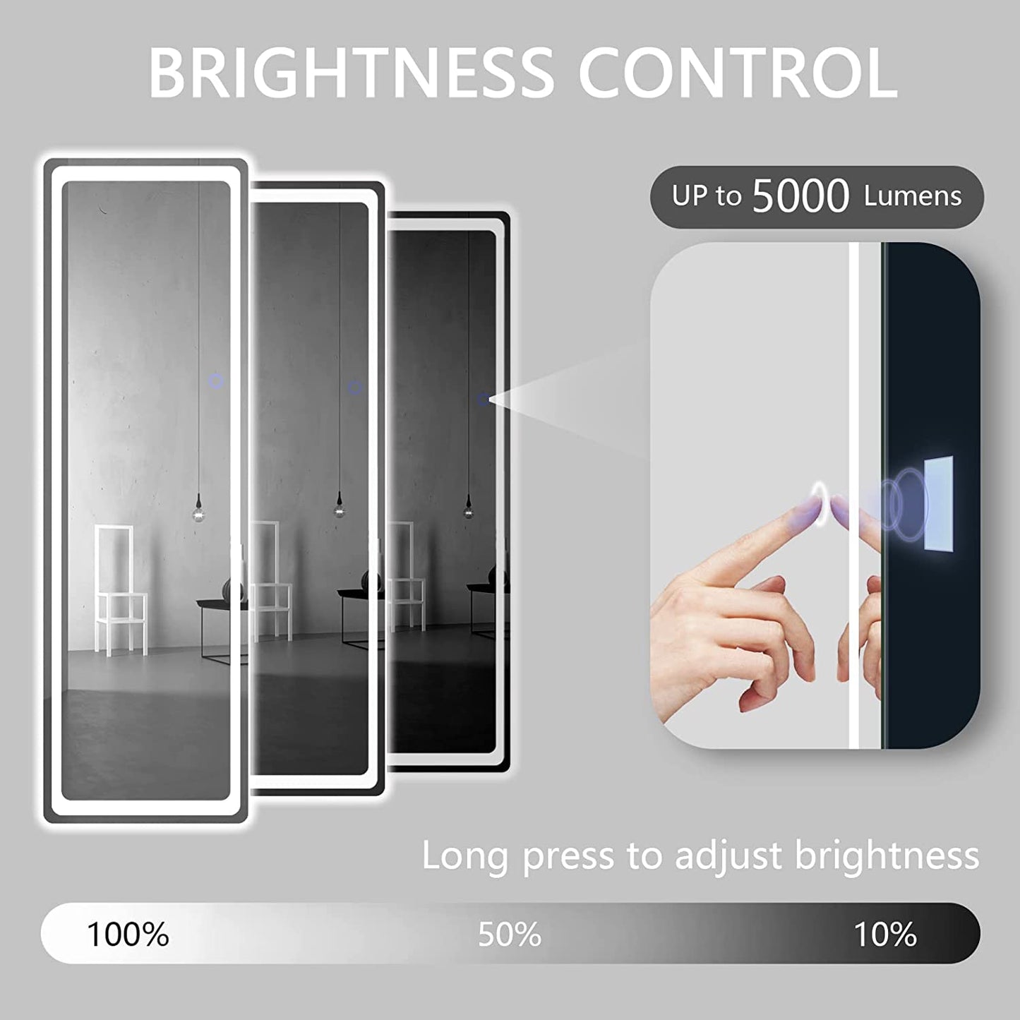 "Illuminate Your Space with Our Stylish LED Full-Length Mirror - 63"X20" - Adjustable Brightness, Freestanding or Wall-Mounted for Ultimate Versatility!"