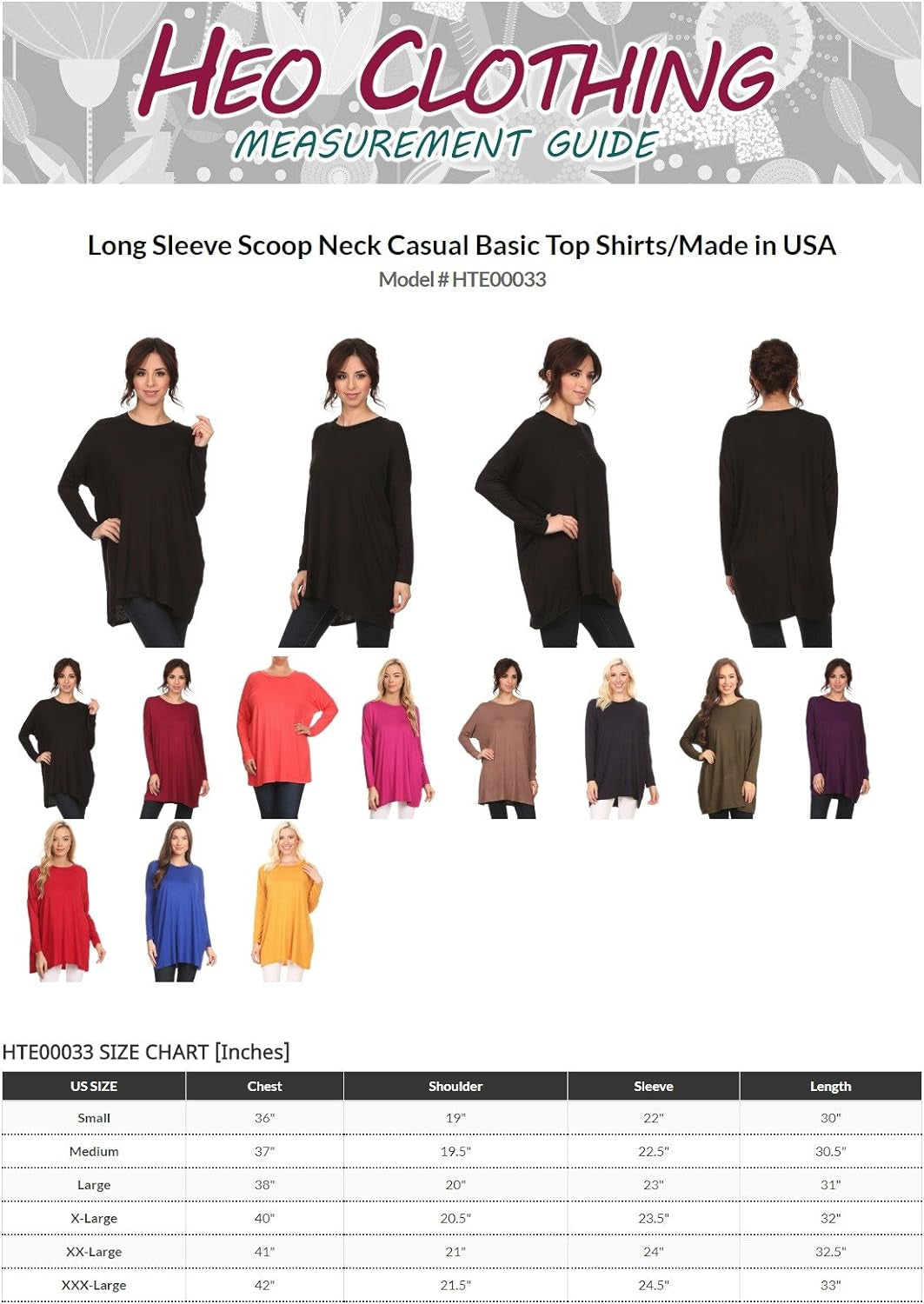 "Stylish and Comfortable Women'S Long Sleeve Tunic Top with Pockets - Made in USA!"