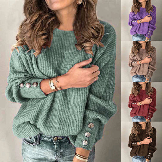 "Stay Stylish and Cozy with Our Chic round Neck Long Sleeve Sweater - the Must-Have Winter Fashion Essential!"