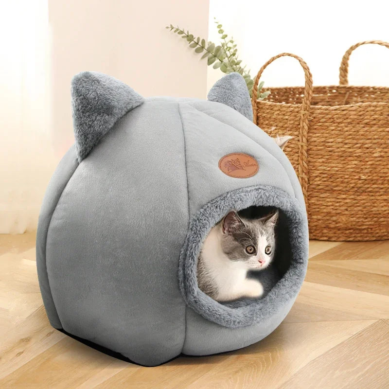 "Cozy Winter Retreat: 2021 Deep Sleep Cat Bed - Little Mat Basket for Ultimate Comfort in Cat'S House - Pets Tent, Cave-Like Haven for Indoor Cats"