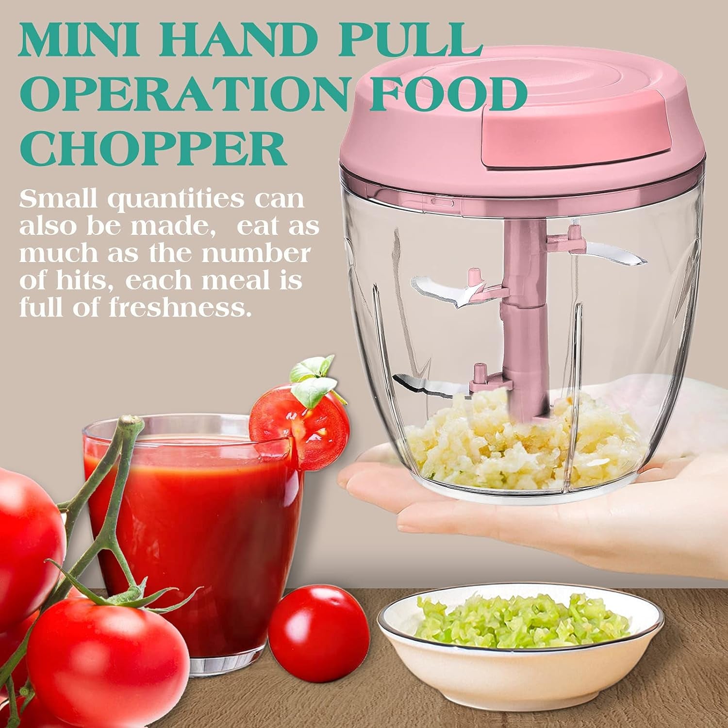 "Effortless Food Chopping: Pull Chop Chopper and Manual Food Processor - Perfect for Garlic, Onions, and More!"