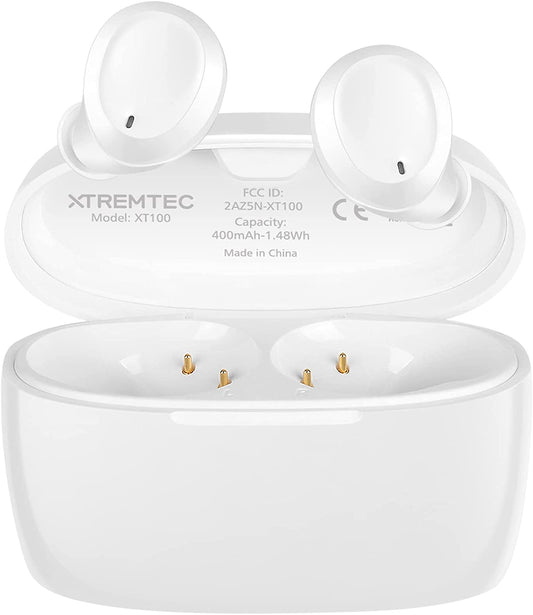 "Immerse Yourself in Pure Sound: Waterproof True Wireless Earbuds with Deep Bass and Crystal Clear Mic - Sleek White Design"