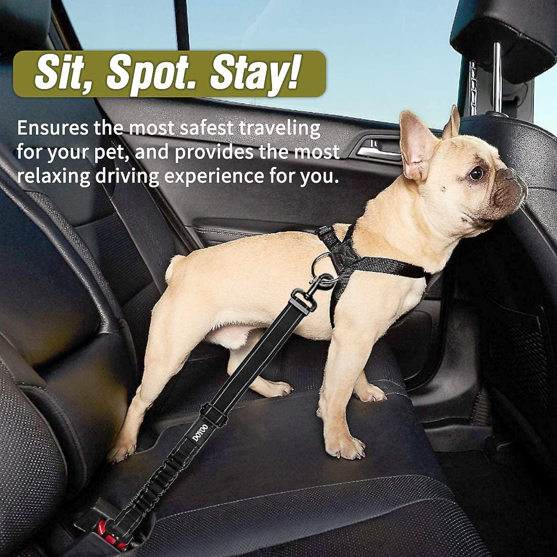 "Keep Your Furry Friend Safe with Our 2-In-1 Dog Car Seat Belt Set - Adjustable, Heavy Duty, and Reflective for Ultimate Protection!"