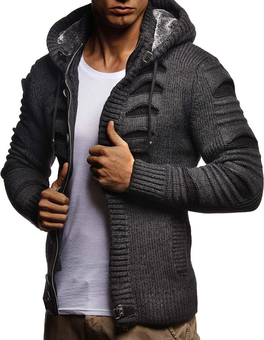 "Stay Cozy This Winter with Our Trendy Men'S Knit Sweater - Featuring Buttons, Hood, and Unbeatable Style | LN5605"