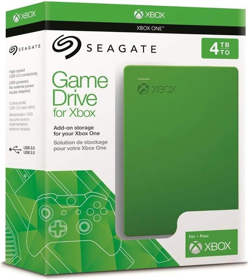 "Expand Your Gaming Universe with the 4TB Game Drive for Xbox: Portable External Hard Drive, Xbox One Edition - Vibrant Green"