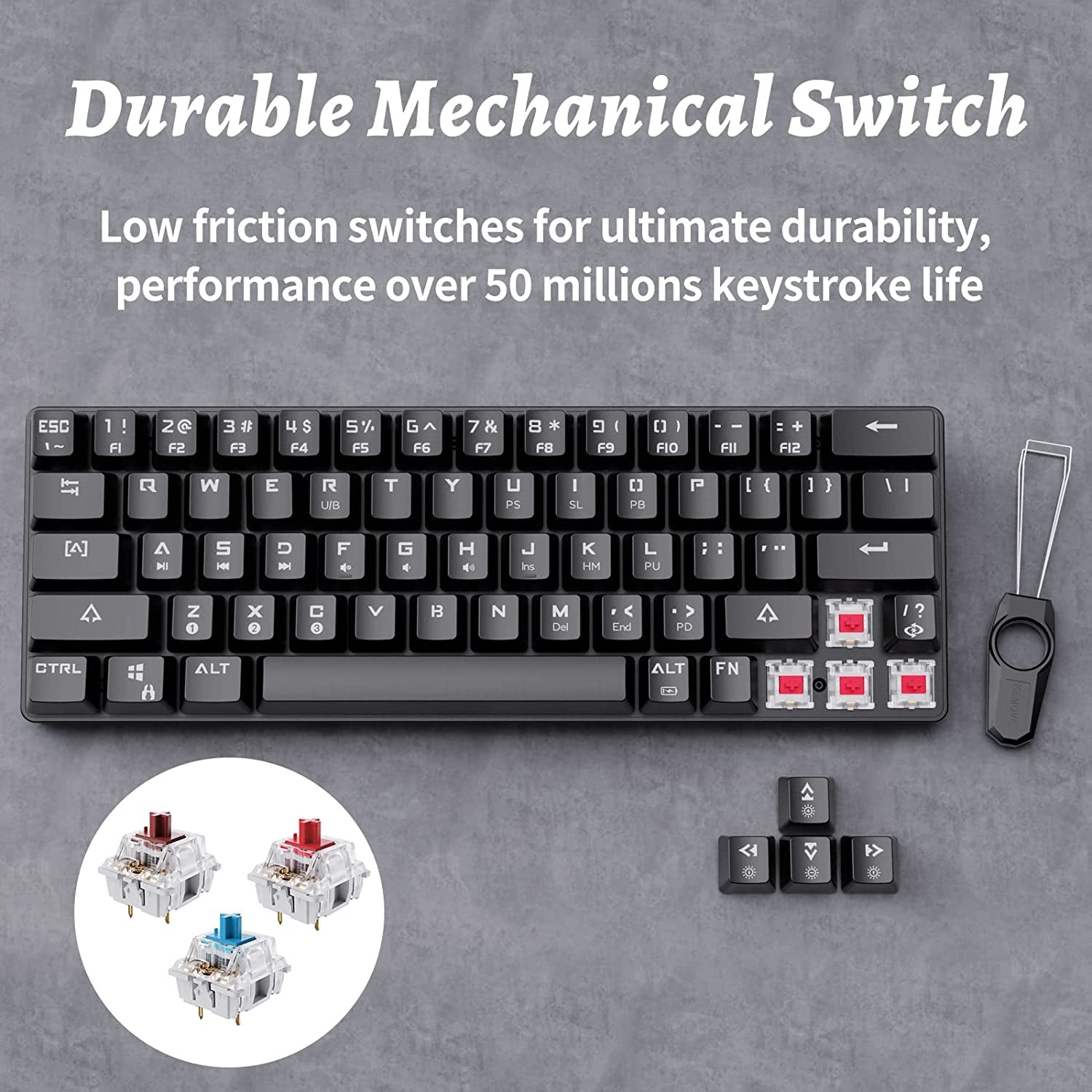 "Experience Ultimate Freedom with the DK63 Wireless Mechanical Keyboard: Vibrant RGB Backlit, Bluetooth Connectivity, Compact 63 Keys - Featuring Responsive Blue Switches!"